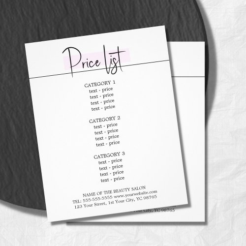 Elegant Stylish White Rose Beauty Menu Flyer