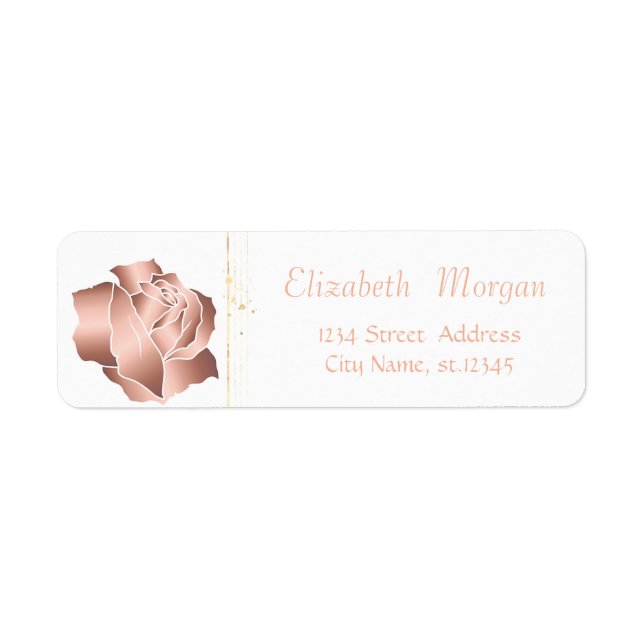 Elegant Stylish,White,Rose Gold Rose Label (Front)