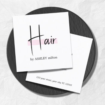 Elegant Stylish White Rose Hair Salon Square Business Card by pro_business_card at Zazzle