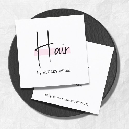 Elegant Stylish White Rose Hair Salon Square Business Card