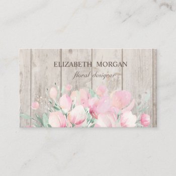 Elegant Stylish Wood Texture Flowers Business Card by Biglibigli at Zazzle