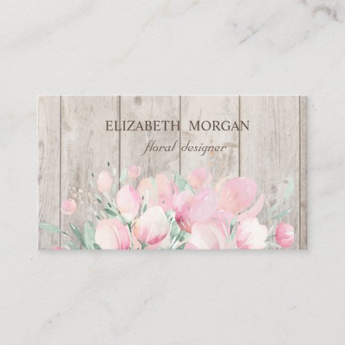 Elegant Stylish Wood TextureFlowers Business Card