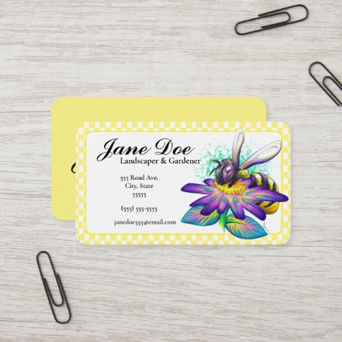 Elegant Stylized Bee  Flower  Business Card