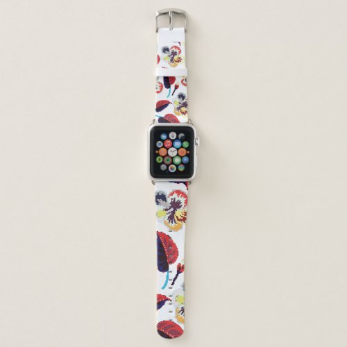 Elegant Stylized Hibiscus Flowers Ornament Apple Watch Band