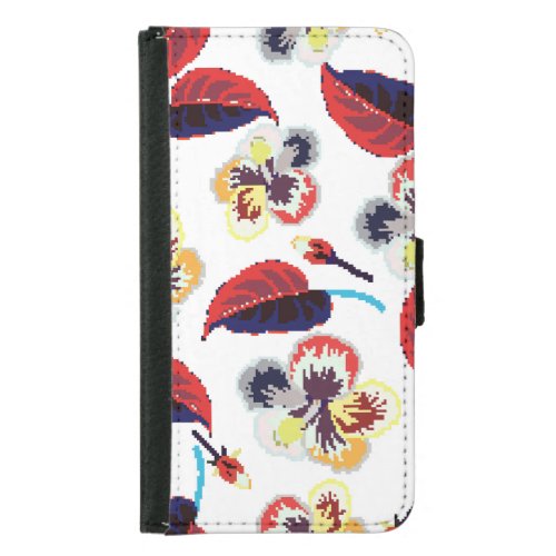 Elegant Stylized Hibiscus Flowers Ornament Samsung Galaxy S5 Wallet Case