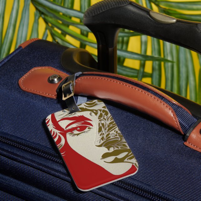 Elegant Stylized Woman Portrait Luggage Tag (Front Insitu 1)