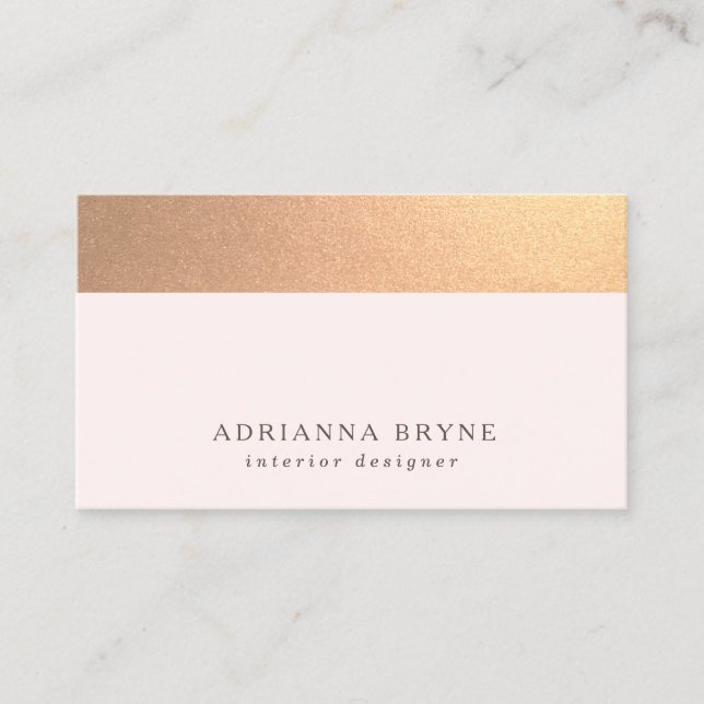 Elegant Subtle Gold Glitter Light Pink Business Card (Front)
