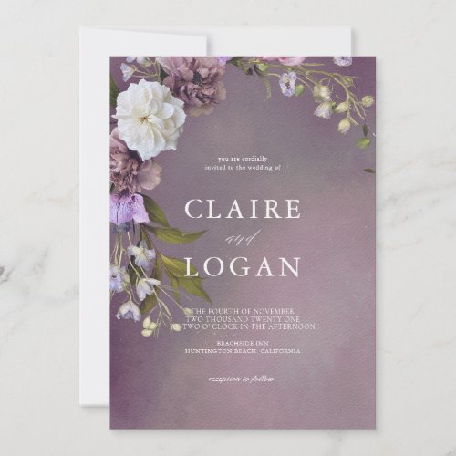 Elegant Subtle Purple Floral Wedding Invitation