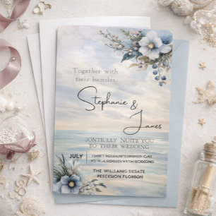 Elegant Subtle Sunset and Floral Wedding Invitation