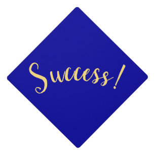 Elegant Success! Script Rich Navy Blue Background Graduation Cap Topper