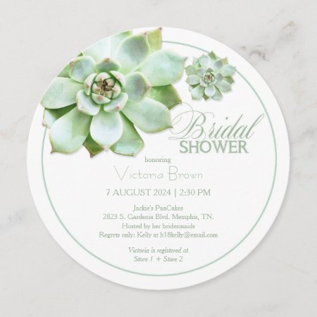 Elegant Succulent Botanical Bridal Shower Invitation