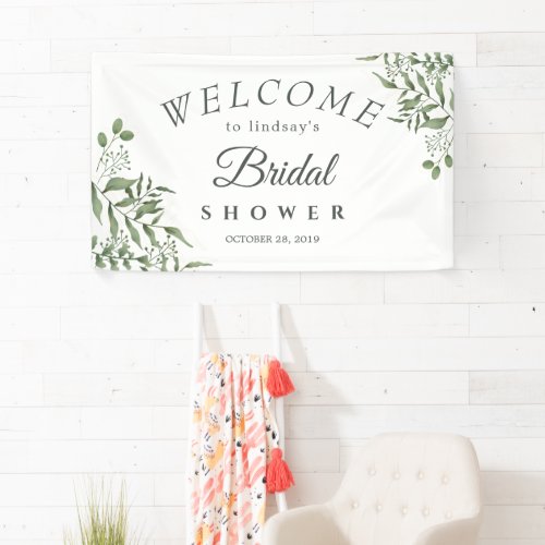 Elegant Succulent Eucalyptus Leaves bridal shower Banner