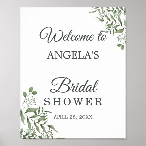 Elegant Succulent Eucalyptus Leaves bridal shower Poster