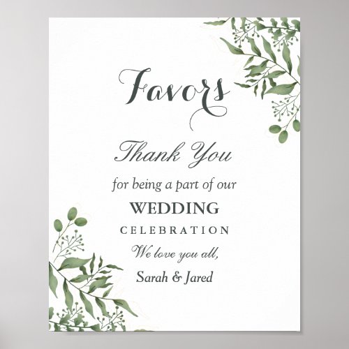 Elegant Succulent Eucalyptus Leaves Wedding Favors Poster