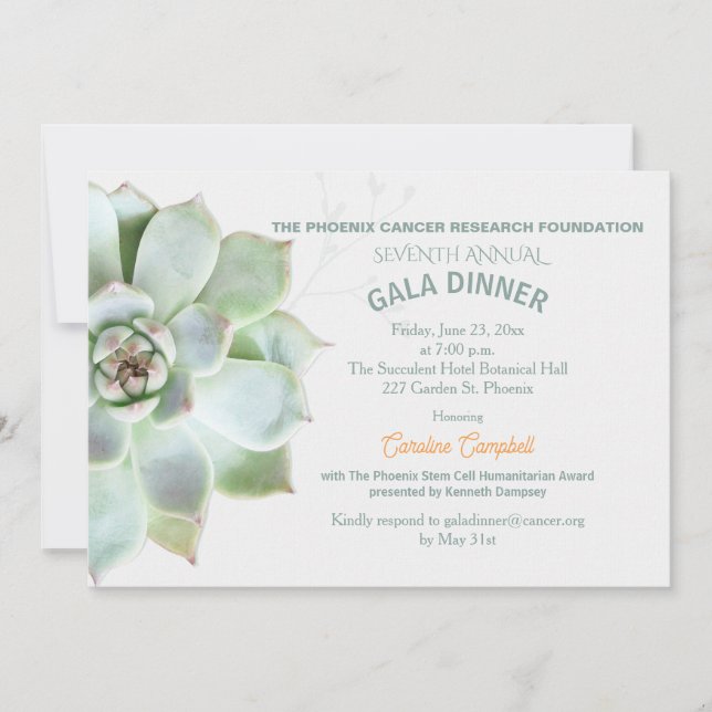 Elegant Succulent Gala Dinner Invitation (Front)