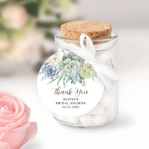Elegant Succulent Greenery Bridal Shower Thank You Favor Tags