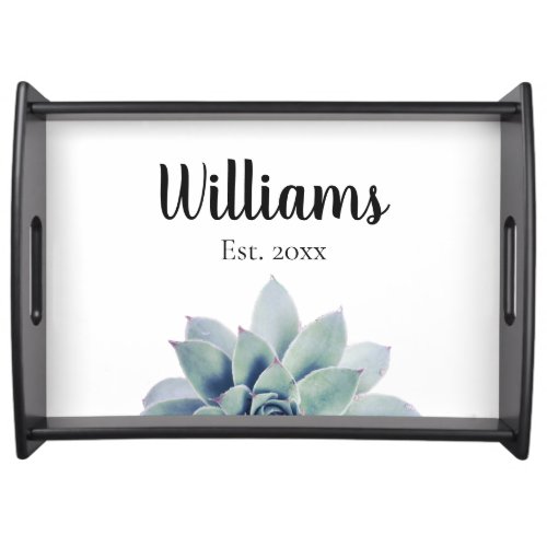 Elegant Succulent Greenery Personalized Serving Tray