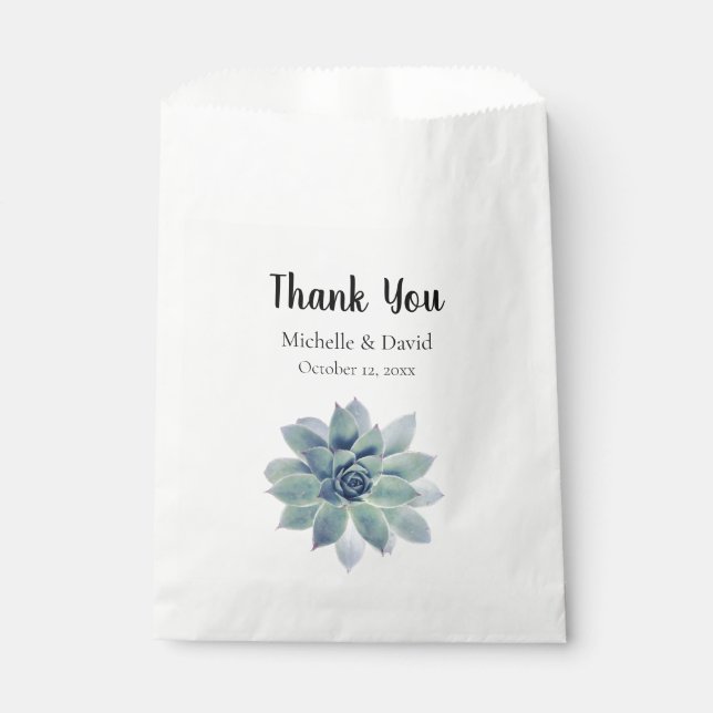Elegant Succulent Greenery Wedding Thank You Favor Bag (Front)