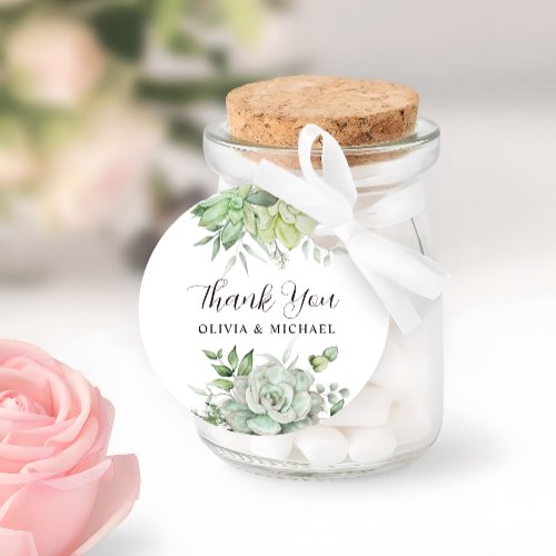 Elegant Succulent Greenery Wedding Thank You Favor Tags