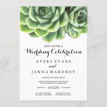 Elegant Succulent Plant Wedding Invitation by GreenLeafDesigns at Zazzle