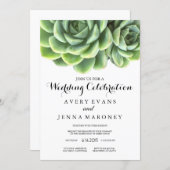 Elegant Succulent Plant Wedding Invitation (Front/Back)