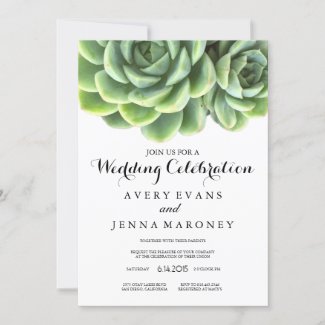 Elegant Succulent Plant Wedding Invitation