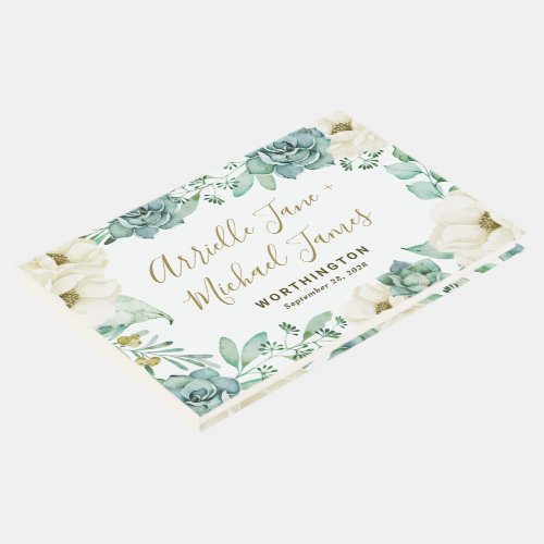 Elegant Succulent Watercolor Floral Guest Book