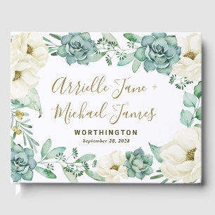 Elegant Succulent Watercolor Floral Guest Book