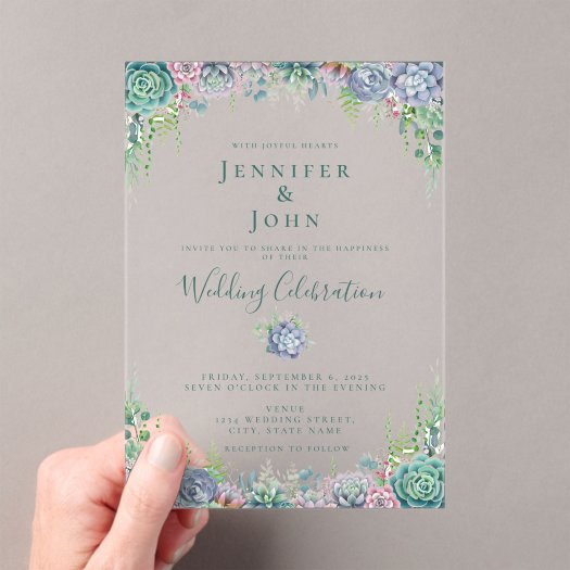 Elegant Succulent Watercolor Greenery Wedding