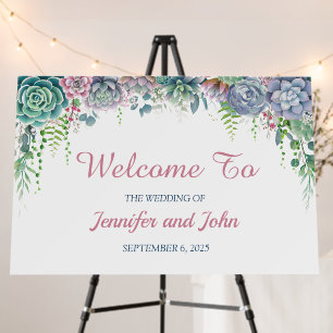 Elegant Succulent Watercolor Greenery Wedding Foam Board