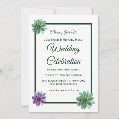 Elegant Succulent Wedding Invitation