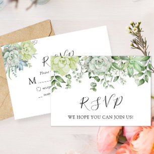 Elegant Succulent Wedding RSVP Response Card