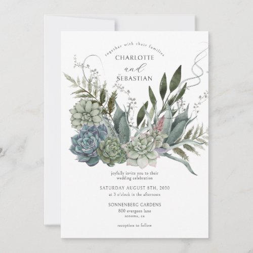 Elegant Succulents Floral Wedding Invitation