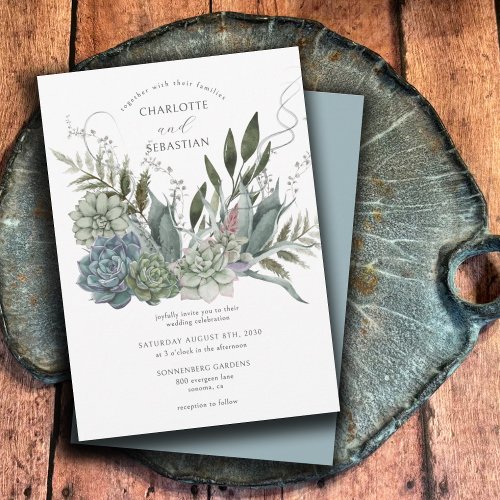 Elegant Succulents Floral Wedding Invitation