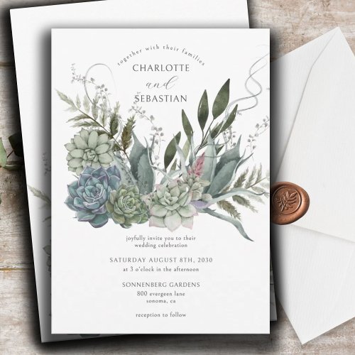 Elegant Succulents Floral Wedding Invitation