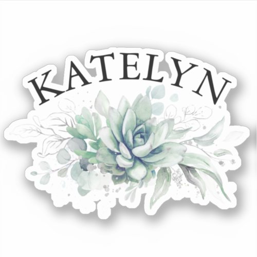 Elegant Succulents Greenery and Your Friends Name  Sticker