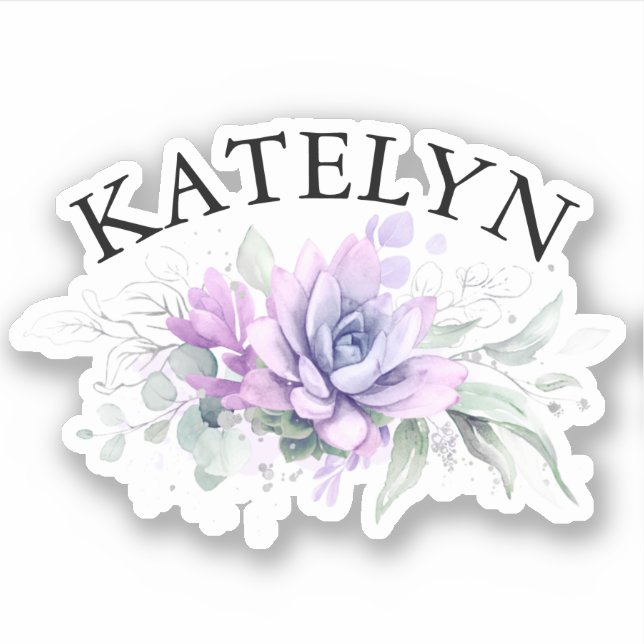 Elegant Succulents Greenery and Your Friends Name  Sticker (Front)