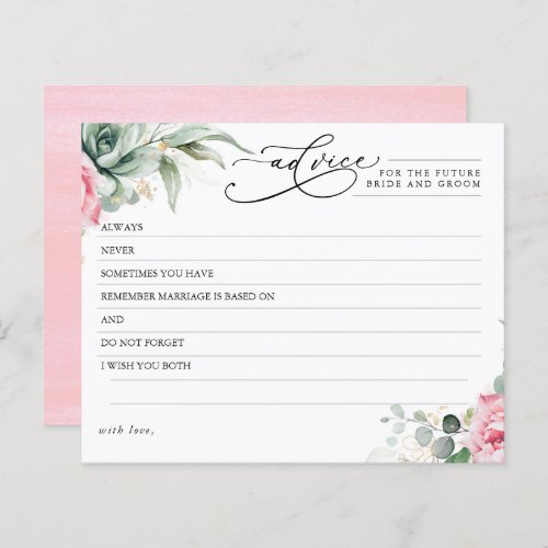 Elegant Succulents Greenery Pink Advice Card