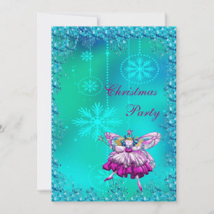 Elegant Sugar Plum Fairy & Sequins Christmas Party Invitation
