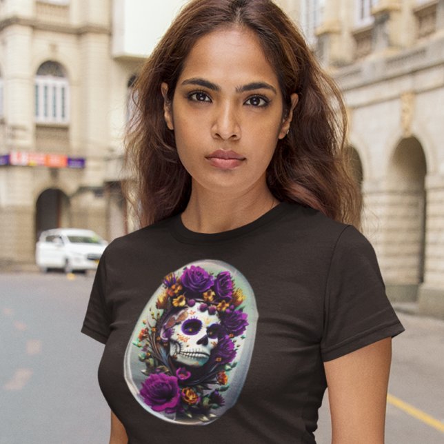 Elegant Sugar Skull - Mexican Skull - Day of Dead T-Shirt (Creator Uploaded)