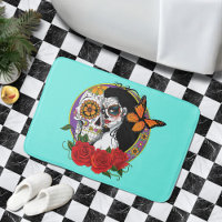 Elegant Sugar Skulls Monarch Red Roses Art Nouveau
