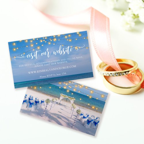 Elegant Summer Beach Arbor Wedding Website Card