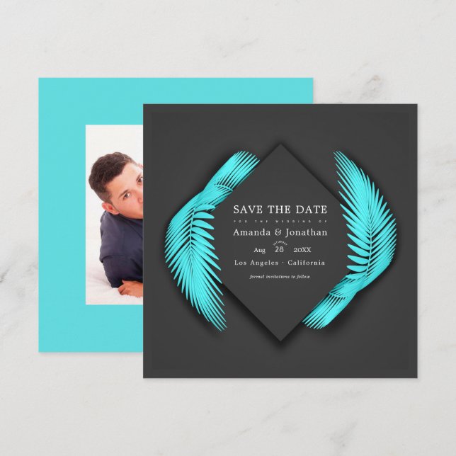 Elegant Summer Beach Wedding Photo Save The Date (Front/Back)