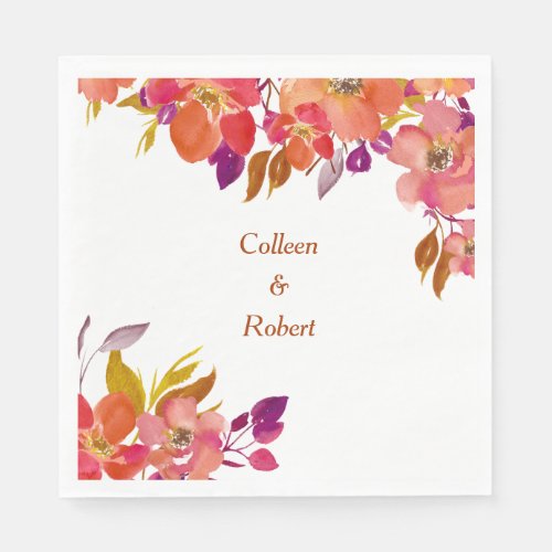 Elegant Summer Bouquet Modern Wedding Napkins