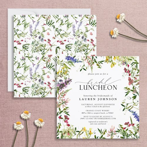 Elegant Summer Bridal Luncheon Floral Wildflower  Invitation