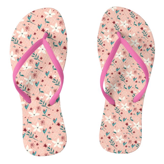 Elegant Summer Cute  froral  Pink   Flip Flops (Footbed)