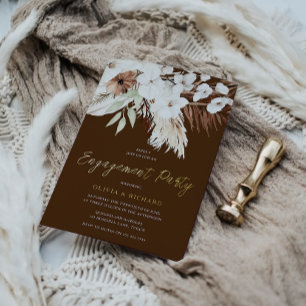Elegant Summer & Fall Boho Floral Engagement Party Foil Invitation