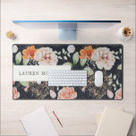 elegant summer floral watercolor monogram desk mat<br><div class="desc">c</div>