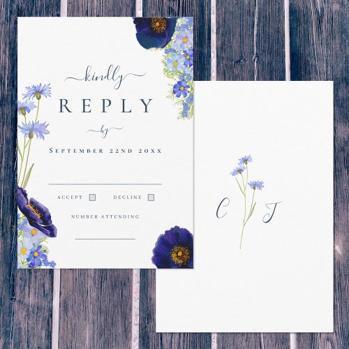 Elegant Summer Floral Wedding Reply RSVP Card