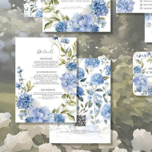 Elegant Summer Floral Wildflower Blue White Detail Enclosure Card